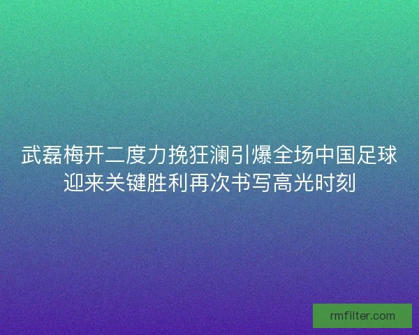 武磊梅开二度力挽狂澜引爆全场中国足球迎来关键胜利再次书写高光时刻