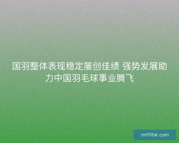 国羽整体表现稳定屡创佳绩 强势发展助力中国羽毛球事业腾飞